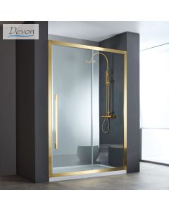 Συρόμενη πόρτα καμπίνας ντουζιέρας Noxx 120 ύψους 200εκ. ρυθμιζόμενη από 117 έως 119εκ. Devon Clean Glass AISI304 PVD Gold Brushed SLN120C-211
