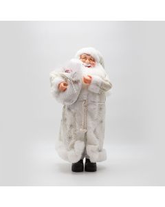 ΑΓΙΟΣ ΒΑΣΙΛΗΣ ΜΕ ΛΕΥΚΑ ΓΟΥΝΙΝΑ ΡΟΥΧΑ ΚΑΙ ΣΑΚΟ ΜΕ BERRY, 50cm Eurolamp 600-46638