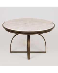 ΤΡΑΠΕΖΙ  ΜΕΤΑΛΛΙΚΟ  ΧΡΥΣΟ - ΛΕΥΚΟ 70x70x40cm Eurolamp 750-39558