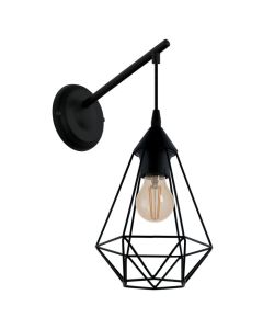 Φωτιστικό Απλίκα Επίτοιχη Vintage Μέταλλο Μαύρο Ματ Eglo Tarbes 49081