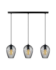 Eglo Newtown Vintage Κρεμαστό Φωτιστικό Τρίφωτο Ράγα με Ντουί E27 σε Μαύρο Χρώμα 49478