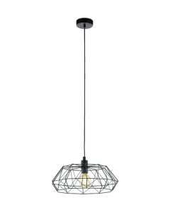 Eglo Carlton Vintage Κρεμαστό Φωτιστικό Μονόφωτο Πλέγμα με Ντουί E27 σε Μαύρο Χρώμα 49487