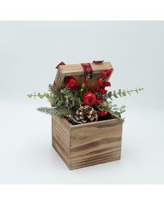ΞΥΛΙΝΟ ΚΟΥΤΙ ΜΕ ΧΡΙΣΤΟΥΓΕΝΝΙΑΤΙΚΗ ΔΙΑΚΟΣΜΙΣΗ, ΦΩΤΙΖΟΜΕΝΟ, 17.50x26cm Eurolamp 600-47337