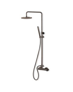 Μπαταρία Ντουζιέρας με Κεφαλή και Κολώνα ρυθμιζόμενου ύψους Slim Vicario Black Brushed 500065-410