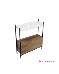 Έπιπλο μπάνιου Laila 2703-NROP με ράφι 2715 με συρτάρι 2712-89 χωρίς νιπτήρα, Scarabeo  27031512-NROP30089