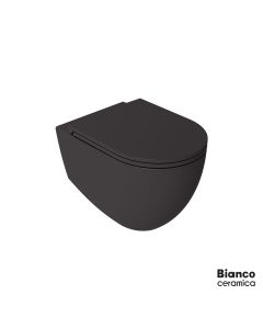 Λεκάνη Κρεμαστή LENTA/53 Rimless με κάλυμμα Soft Close MS38C, Bianco Ceramica Anthracite Matt 381600C-421