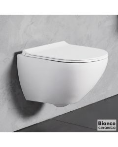Λεκάνη Κρεμαστή REMO/52 Rimless με κάλυμμα Slim Soft Close 9200SC, Bianco Ceramica White RM11000SC-300