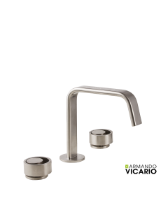 Μπαταρία Νιπτήρα Επικαθήμενη 3 οπών με Βαλβίδα Clic-Clac Halo Vicario Inox 515043-110