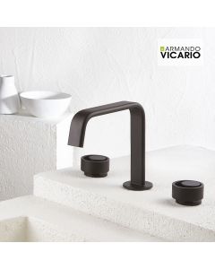 Μπαταρία Νιπτήρα Επικαθήμενη 3 οπών με Βαλβίδα Clic-Clac Halo Vicario Black Matt 515043-400