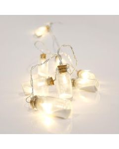 Λαμπάκια 10 Led Μπαταρίας 3xΑΑ Θερμό Λευκό με μπουκαλάκια με άμμο, IP20 Εσωτ. Χώρου,Διάφανο Καλώδιο, 4,5V 0,45w Eurolamp 600- 11137