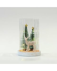 ΓΥΑΛΙΝΟ ΦΩΤΙΖΟΜΕΝΟ ΔΙΑΚΟΣΜΗΤΙΚΟ, ΜΕ ΤΑΡΑΝΔΟ ΚΑΙ ΔΕΝΤΡΑ ΣΤΟ ΕΣΩΤΕΡΙΚΟ ΤΟΥ, 11,5x11,5x18,5cm Eurolamp 600-45844