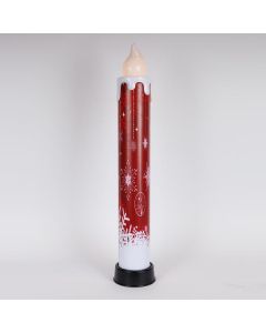 ΚΕΡΙ ΦΩΤΙΖΟΜΕΝΟ 14x82cm, ΚΟΚΚΙΝΟ ME XIΟΝΟΝΙΦΑΔΕΣ, ΜΕ ΚΙΝΗΣΗ ΣΤΗ ΦΛΟΓΑ, ΜΠΑΤΑΡΙΑΣ 3xAA, TIMER, 6 ΘΕΡΜΑ ΛΕΥΚΑ LED, IP44 Eurolamp 600-47237