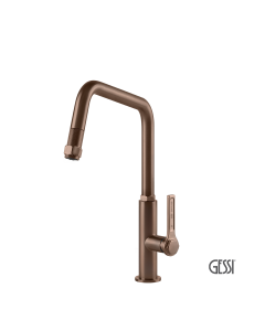 Μπαταρία Νεροχύτη Κουζίνας με Τηλέφωνο Ντους Officine Gessi Copper Brushed PVD 60053-708