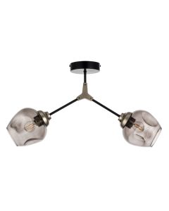 InLight Κρεμαστό φωτιστικό από μαύρο μέταλλο και φιμέ γυαλί 2XE27 D:60cm 6129-2-ΝΜ