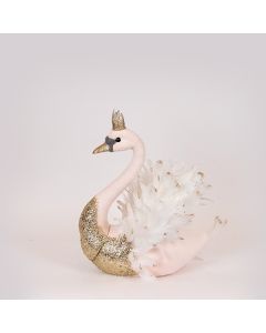 ΒΕΛΟΥΔΙΝΟΣ ΚΥΚΝΟΣ, ΡΟΖ ΜΕ ΧΡΥΣΟ GLITTER, 27x22x28cm Eurolamp 600-47717