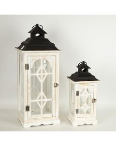 S/2 ΦΑΝΑΡΙΑ ΜΕΤΑΛΛΙΚΗ - ΞΥΛΙΝΑ ΛΕΥΚΑ 24x24x62cm/17x17x40cm Eurolamp 752-10021