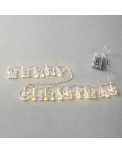 ΣΕΙΡΑ, 14 LED 5mm, 'MERRY CHRISTMAS' ΜΕ ΔΙΑΦΑΝΑ ΓΡΑΜΜΑΤΑ, ΜΠΑΤΑΡΙΑΣ 2xAA, TIMER,  ΔΙΑΦΑΝΟ PVC ΚΑΛΩΔΙΟ, ΘΕΡΜΟ ΛΕΥΚΟ LED ΑΝΑ 8cm, ΠΡΟΕΚΤΑΣΗ ΠΑΡΟΧΗΣ 30cm, IP20 Eurolamp 600-03240