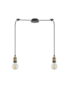 SE21-BR-10-BL2 MAGNUM Bronze Metal Pendant with Black Fabric Cable+ HOMELIGHTING 77-8691