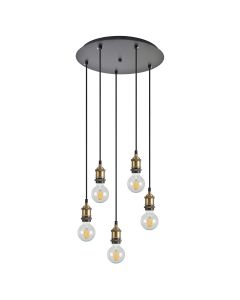 SE21-BR-10-5BL MAGNUM Bronze Metal Pendant with Black Fabric Cable+ HOMELIGHTING 77-8693
