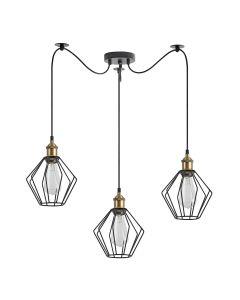 SE21-BR-10-BL3-GR1 MAGNUM Bronze Metal Pendant Black Metal Grid with Black Fabric Cable+ HOMELIGHTING 77-8705