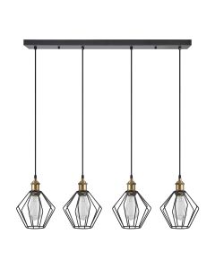 SE21-BR-10-4BL-GR1 MAGNUM Bronze Metal Pendant Black Metal Grid with Black Fabric Cable+ HOMELIGHTING 77-8709