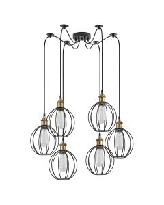 SE21-BR-10-BL6-GR2 MAGNUM Bronze Metal Pendant Black Metal Grid with Black Fabric Cable+ HOMELIGHTING 77-8711