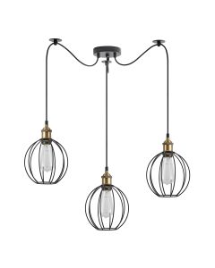 SE21-BR-10-BL3-GR2 MAGNUM Bronze Metal Pendant Black Metal Grid with Black Fabric Cable+ HOMELIGHTING 77-8712