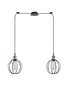 SE21-BR-10-BL2-GR2 MAGNUM Bronze Metal Pendant Black Metal Grid with Black Fabric Cable+ HOMELIGHTING 77-8713