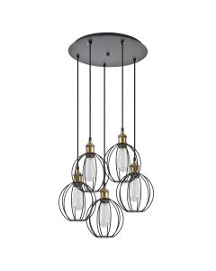SE21-BR-10-5BL-GR2 MAGNUM Bronze Metal Pendant Black Metal Grid with Black Fabric Cable+ HOMELIGHTING 77-8715