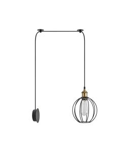 SE21-BR-10-BL1W-GR2 MAGNUM Bronze Metal Wall Lamp with Black Fabric Cable and Metal Grid+ HOMELIGHTING 77-8887