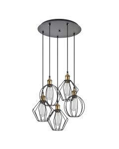 SE21-BR-10-5BL-GR12 MAGNUM FLEX Bronze Metal Pendant Black Metal Grid+ HOMELIGHTING 77-8966