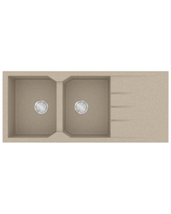 Νεροχύτης Κουζίνας 116x50cm Ένθετος Eρμάριο 80cm Δύο Γούρνες & Ποδιά Sanitec Ultra Granite 800-32-Sabbia