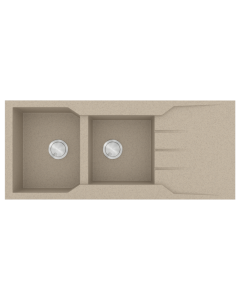 Νεροχύτης Κουζίνας Γρανίτης 116x50cm Ένθετος Eρμάριο 80cm 2 Γούρνες/ Πoδιά Sanitec Ulta Granite 801-32-Sabbia  