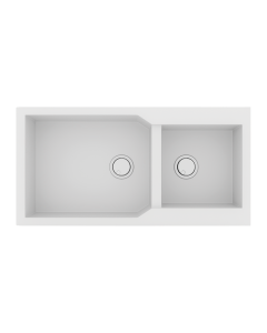 Νεροχύτης Κουζίνας 98x50cm με δύο γούρνες Ένθετος σε ερμάριο 100cm Γρανίτης Sanitec 803-30-Bianco