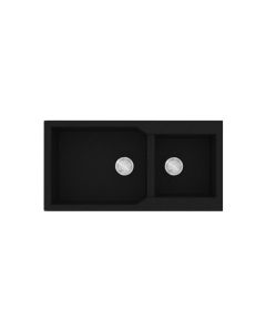 Νεροχύτης Κουζίνας 98x50cm με δύο γούρνες Ένθετος σε ερμάριο 100cm Sanitec Ultra Granite 803-33-Nero 