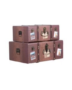 S/2 ΜΠΑΟΥΛΑ ΞΥΛΙΝΑ - PU ITALY ΚΑΦΕ 48x33x20cm / 42x27x16cm Eurolamp 810-00264