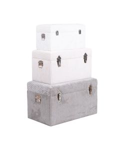 S/3 ΜΠΑΟΥΛΑ ΒΕΛΟΥΔΙΝΑ ΓΚΡΙ - ΚΡΕΜ - ΛΕΥΚΟ 57x33x35cm / 49x26x28cm / 42x20x21cm Eurolamp 810-00268