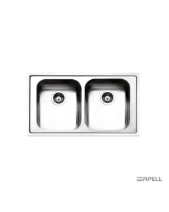 Νεροχύτης Κουζίνας Ανοξείδωτος Anniversario 86x50 Αpell Inox Σαγρέ  8330-112