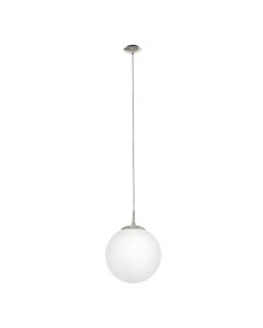Φωτιστικό Μονόφωτο Ø250xH1100mm 1xE27 Μέταλλο Νίκελ Ματ -Γυαλί Οπαλίνα Eglo Rondo 85262