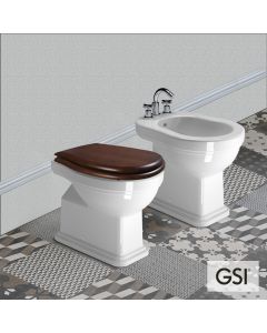 Λεκάνη Υψηλής Πίεσης Πισωστόμια CLASSIC/54 με Απλό κάλυμμα MS87C Ξύλο, GSI White 871100W-300