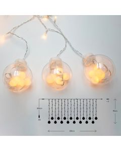 XMAS ΛΑΜΠΑΚΙ ΚΟΥΡΤΙΝΑ 120 LED 5mm ΜΕ ΜΠΑΛΕΣ 31V ΜΕΤΑΣΧΗΜΑΤΙΣΤΗ 4 ΕΠΕΚΤΑΣΕΙΣ ΕΩΣ 3 ΣΕΤ ΔΙΑΦΑΝΟ PVC ΚΑΛΩΔΙΟ ΘΕΡΜΟ ΛΕΥΚΟ LED (H113 x W220cm 10 ΣΕΙΡΕΣ) ΠΑΡΟΧΗ 3m IP44 Eurolamp 600-02027