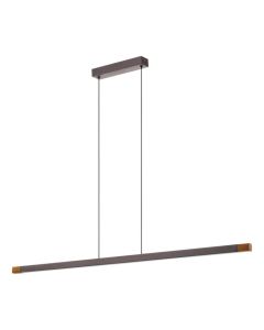 Φωτιστικό Κρεμαστό Ράγα L1260xB35xH1100mm Led 22w 2500lm Warm White Μέταλλο Γκρι-Ξύλο Eglo Lisciana 900175