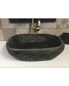 Νιπτήρας Χειροποίητος Επικαθήμενος 48,5*38*13,5 εκ. Μαύρος Travertino "ΑΤΛΑΣ" 90021