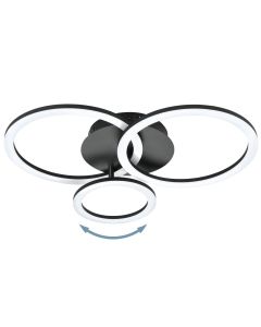 Μεταλλική Πλαφονιέρα Οροφής Μαύρη L54xH9,3cm Led 3000-6500K 4300lm Εφαρμογή-Τηλεχειριστήριο Eglo Parrapos-Z 900321