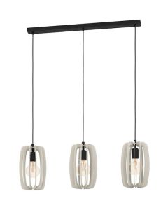 Eglo Bajazzara Μοντέρνο Κρεμαστό Φωτιστικό Τρίφωτο Ράγα με Ντουί E27 σε Γκρι Χρώμα 900503