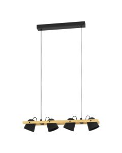 Κρεμαστό Φωτιστικό Ράγα Εφαρμογή-Τηλεχειριστήριο L78xH118cm Μαύρο-Ξύλο Led 2700-6500K 550lm Eglo Hornwood-Z 900883