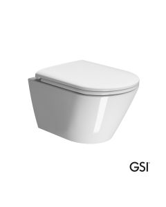 Λεκάνη Κρεμαστή Kube-X/50 Swirlflush με κάλυμμα Slim Soft Close MS99C, GSI White 941600C-300