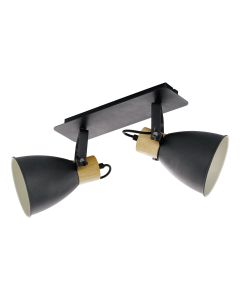 Σποτ Δίφωτο 480xH240mm 2xE27  Μέταλλο Ανθρακί -Ξύλο Eglo Coswarth 99075