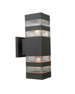 Απλίκα Εξ.Χώρου IP44 Υ30xM9xΠ15,5cm 2xE27 Χυτό Αλουμίνιο Γραφίτης -PVC Sun Light A0296