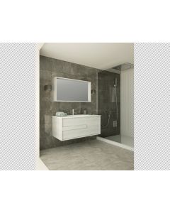 Σετ Έπιπλο Μπάνιου Βάση Π106*Β50*Υ45 εκ.Κ/Π Δρυς Λευκό, Νιπτήρας Solid-Καθρέπτης Savvopoulos Elegance ARK I